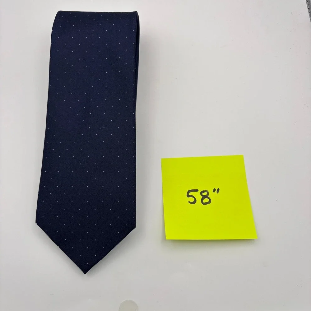 Van Heusen Mens Navy Blue Purple Micro Dot‎ 100% Silk Necktie 58